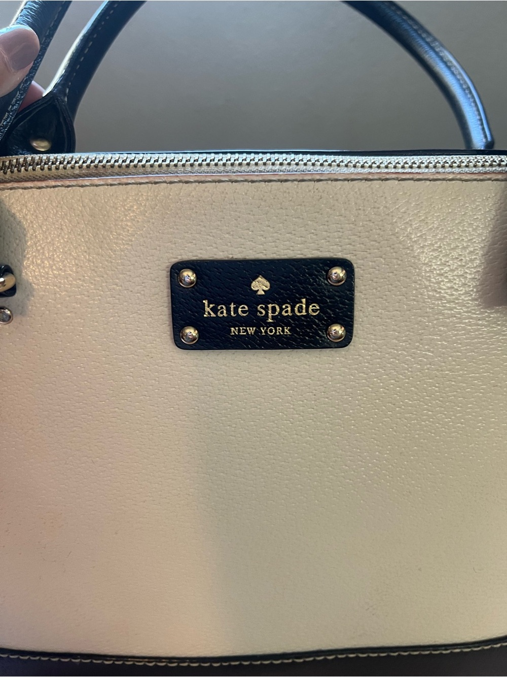 kate spade Cream and Black Satchel with Structured Dome Shape - Picture 2 of 16